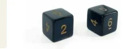 Los dos dados negros de seis caras que se usan en todas las tiradas del juego.